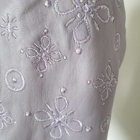 NWOT  🇨🇵 leather Nathalie Chaize lilac leather jacket size small - Picture 9 of 13